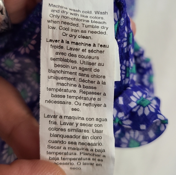 Gap Women's Blue Floral Patterned Sheer Blouse Size S - Picture 5 of 6